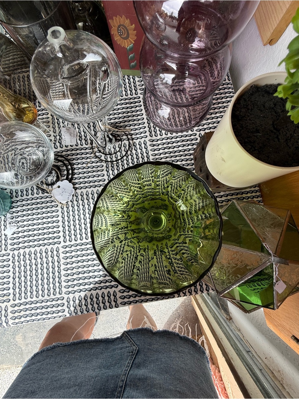 Green Dot Pattern Decorative Glass Goblet - Home Accents - Picture 2 of 3